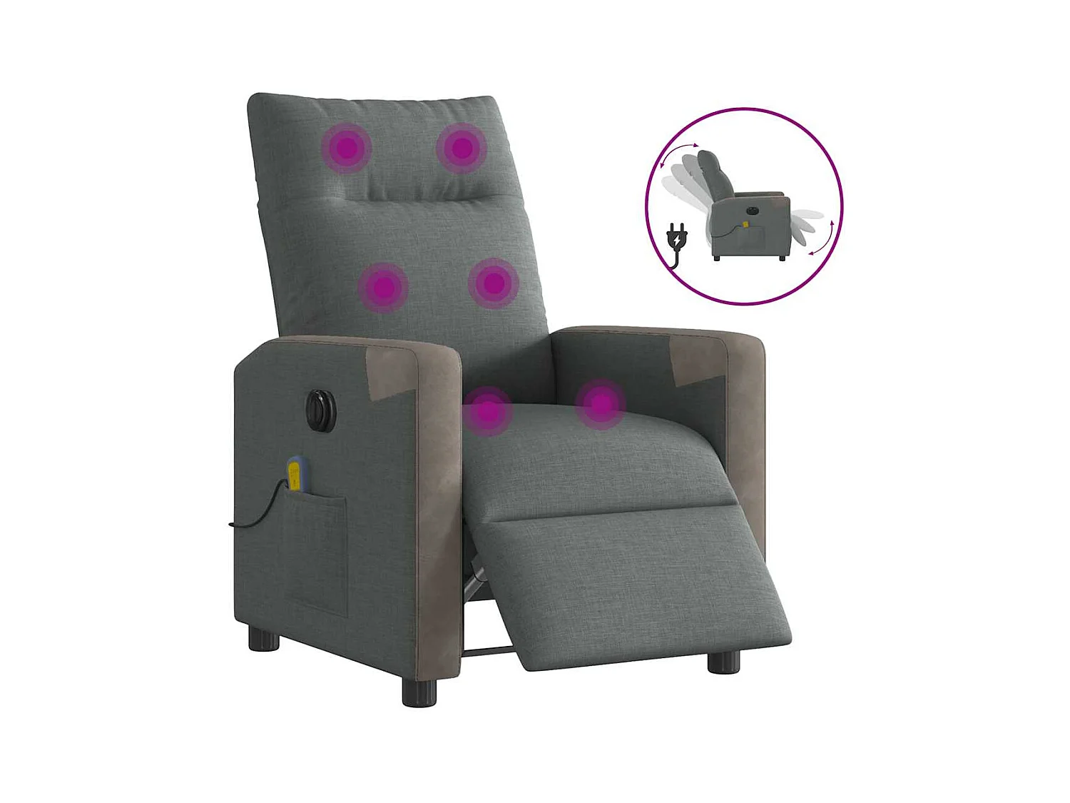 Sillón de relax | Sillón reclinable de masaje eléctrico tela gris oscuro SHL3371