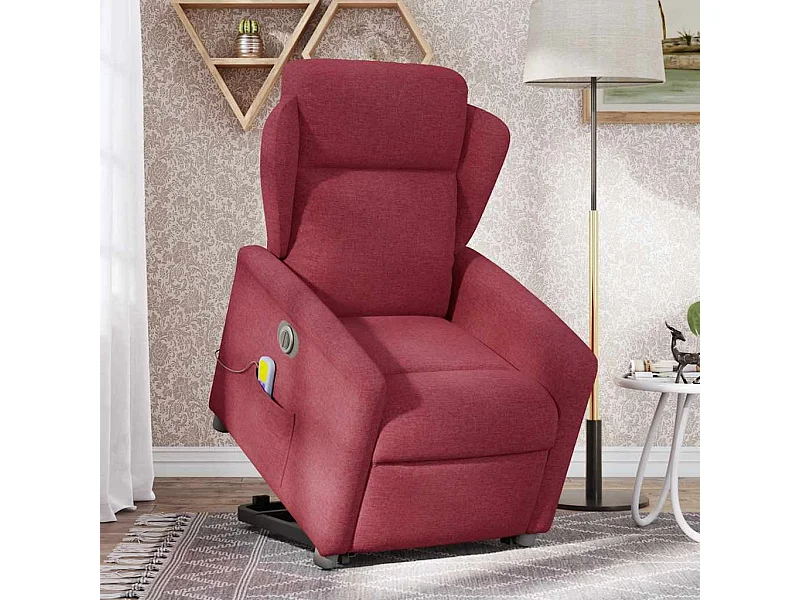 Sillón de salón | Silla | Sillón de masaje eléctrico reclinable elevable tela rojo tinto SHL8280