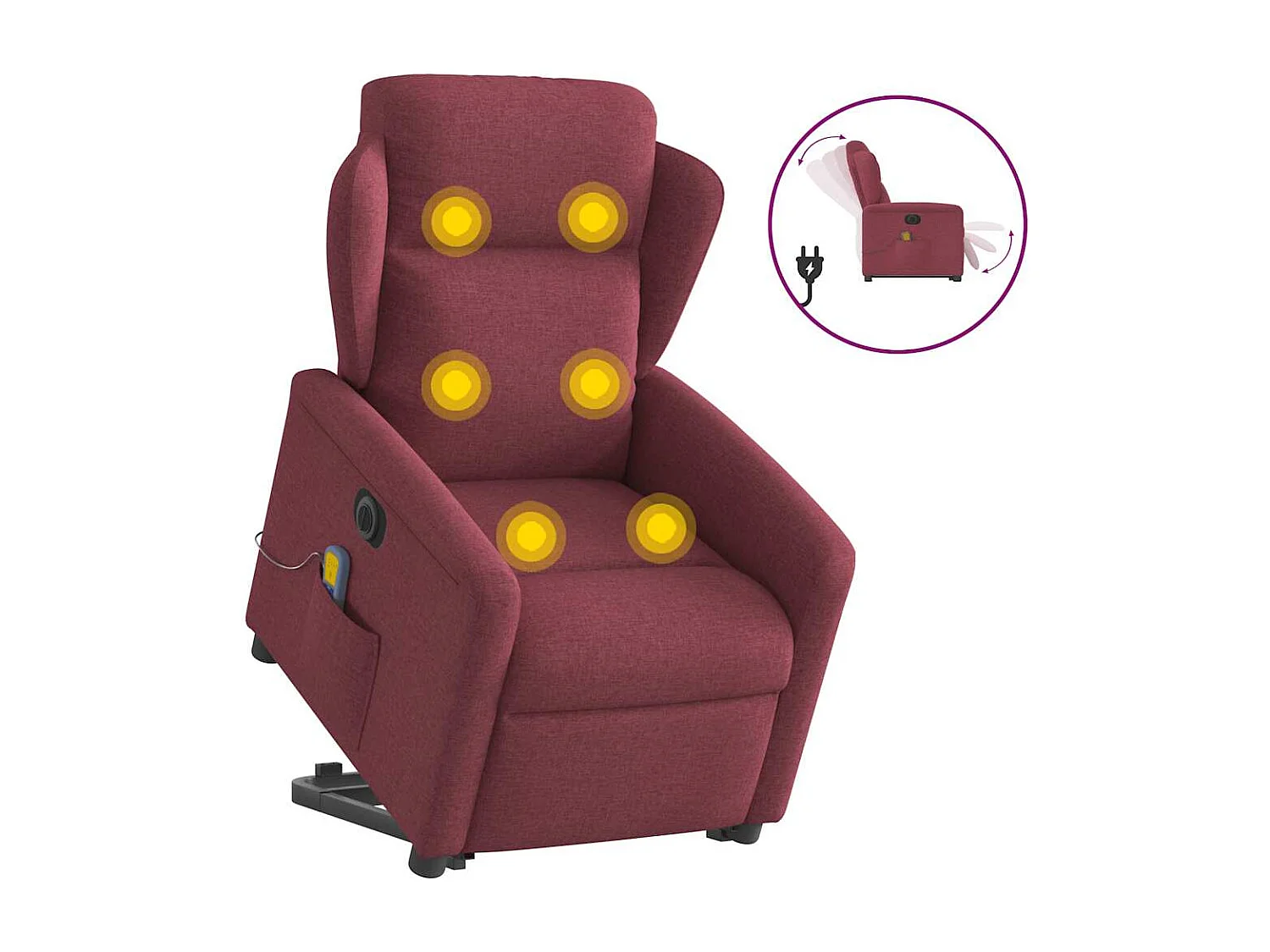 Fauteuil inclinable électrique-Chaise de relax-Fauteuil de Massage Rouge bordeaux Tissu SHL3842