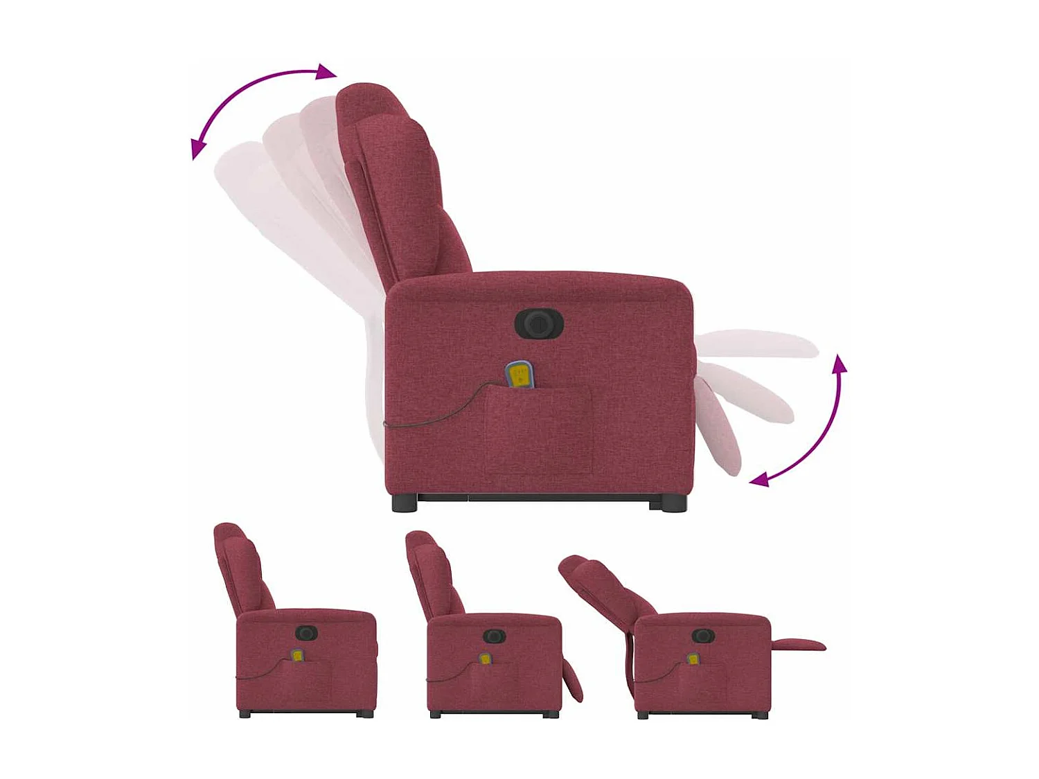 Fauteuil inclinable électrique-Chaise de relax-Fauteuil de Massage Rouge bordeaux Tissu SHL3842