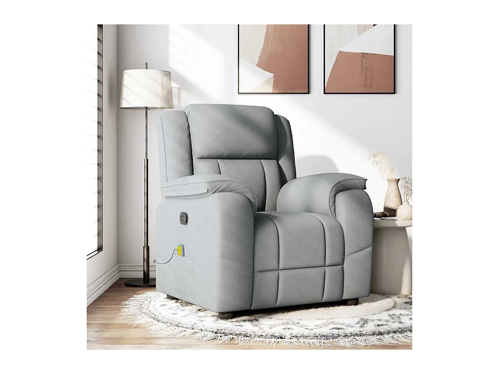 Sillón de relax | Sillón reclinable de masaje de tela gris claro SHL5650