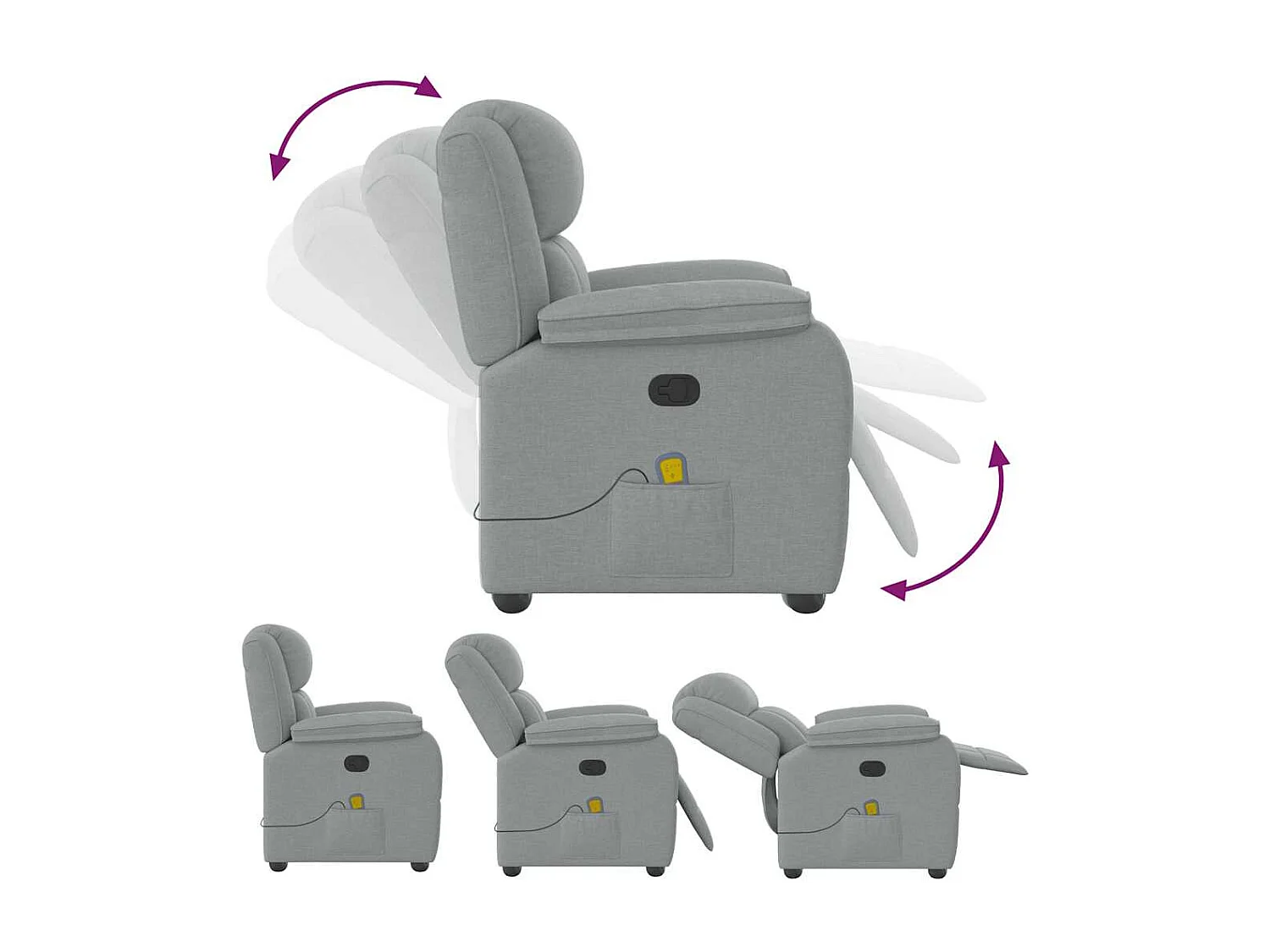 Sillón de relax | Sillón reclinable de masaje de tela gris claro SHL5650