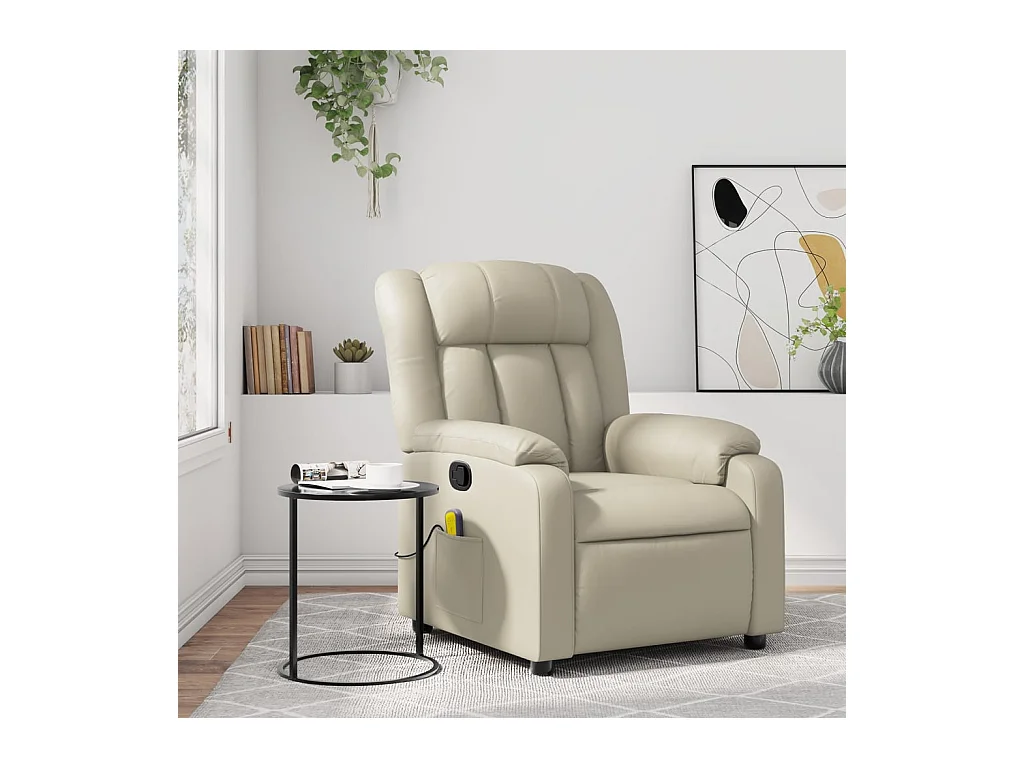Fauteuil inclinable-Chaise de relax-Fauteuil de Massage crème similicuir SHL1595