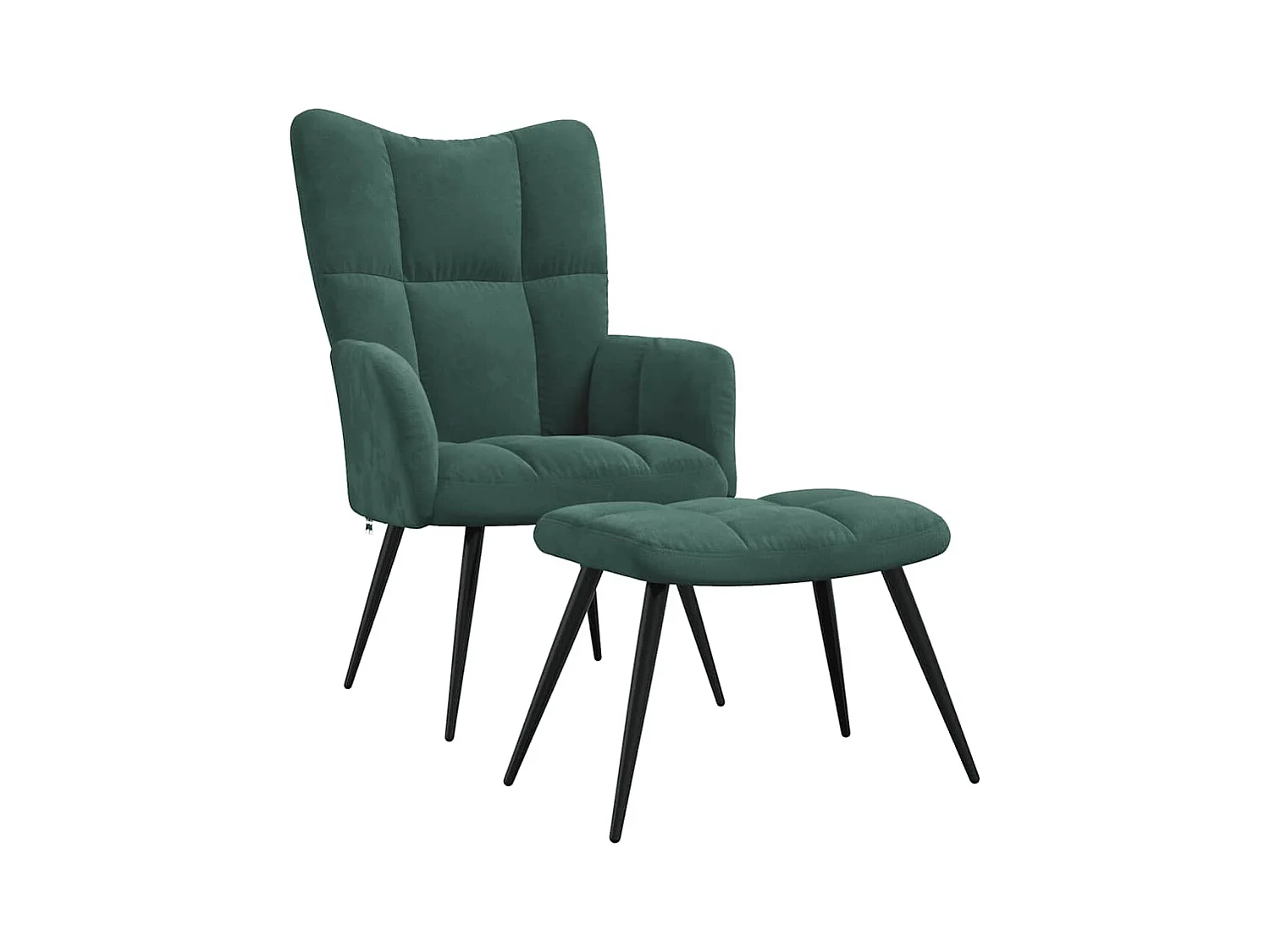 Chaise de relaxation moderne avec tabouret-Fauteuil de Salon Vert foncé Velours SHL1044