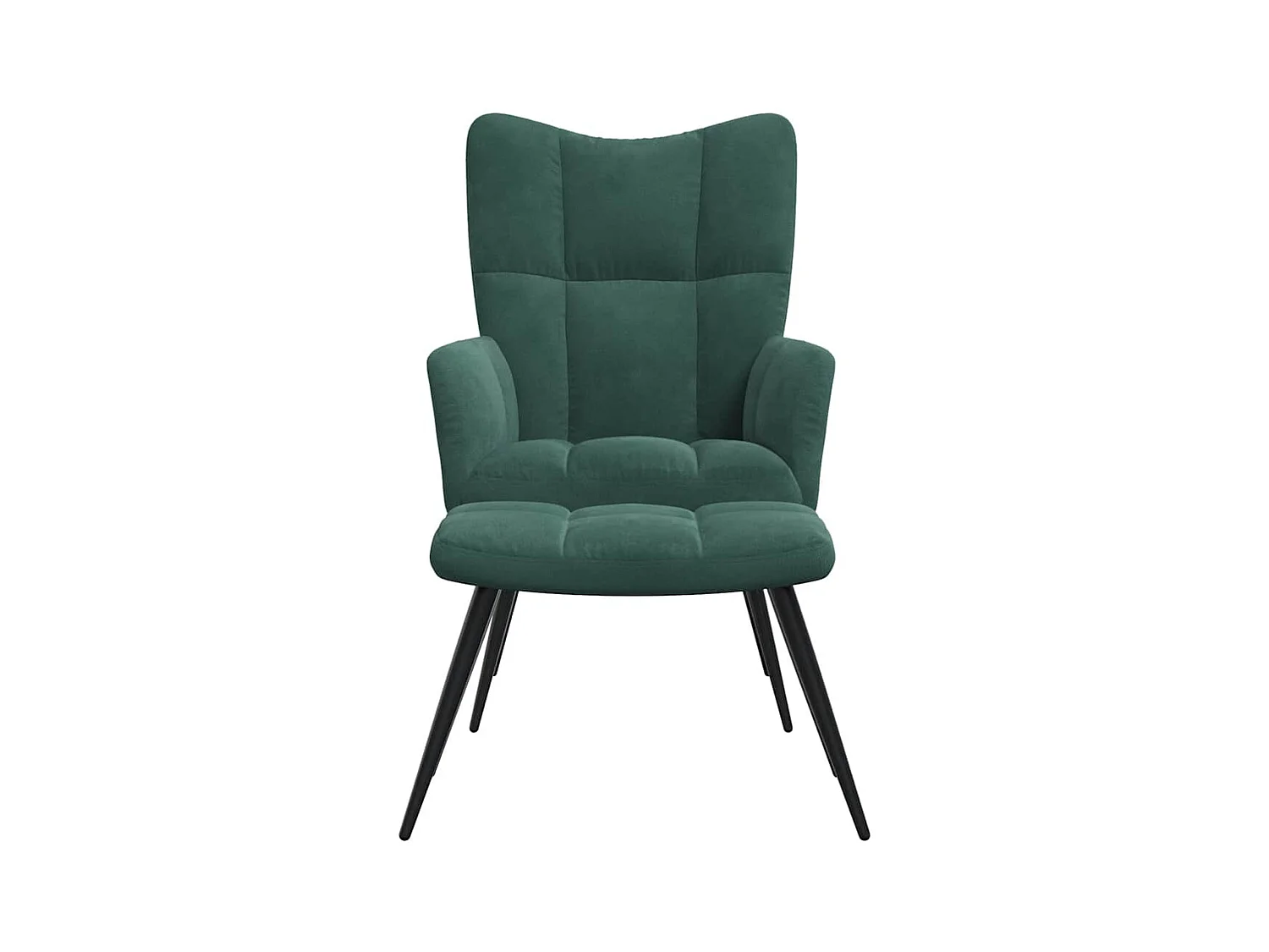 Sillón de relax | Silla de relax con taburete terciopelo verde oscuro SHL6962