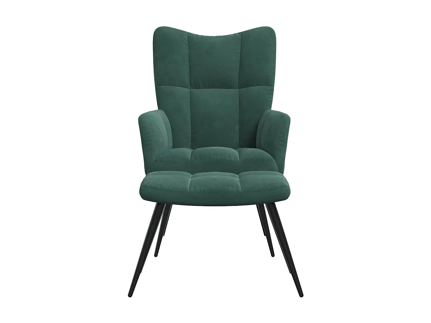 Chaise de relaxation moderne avec tabouret-Fauteuil de Salon Vert foncé Velours SHL1044