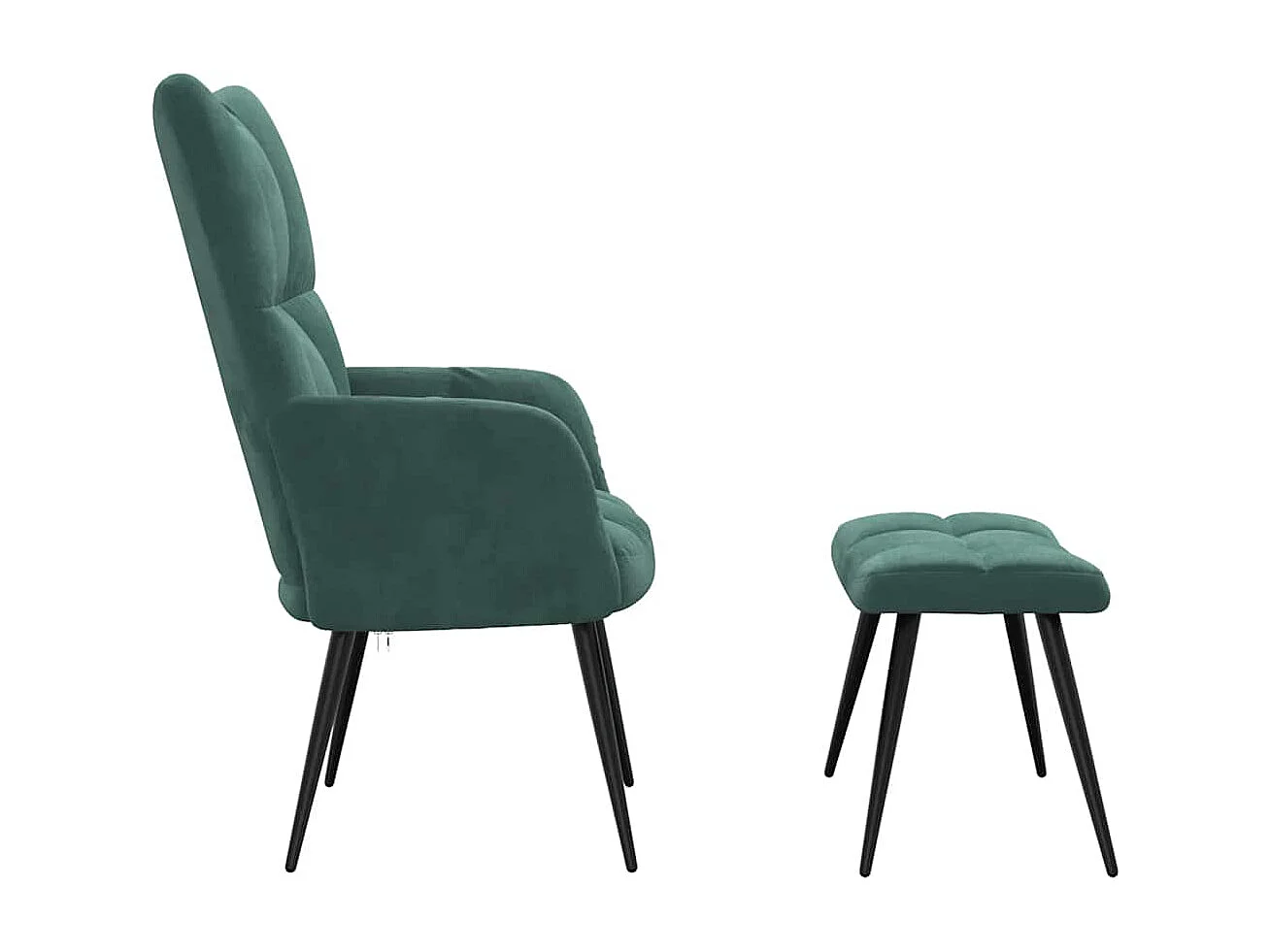 Chaise de relaxation moderne avec tabouret-Fauteuil de Salon Vert foncé Velours SHL1044