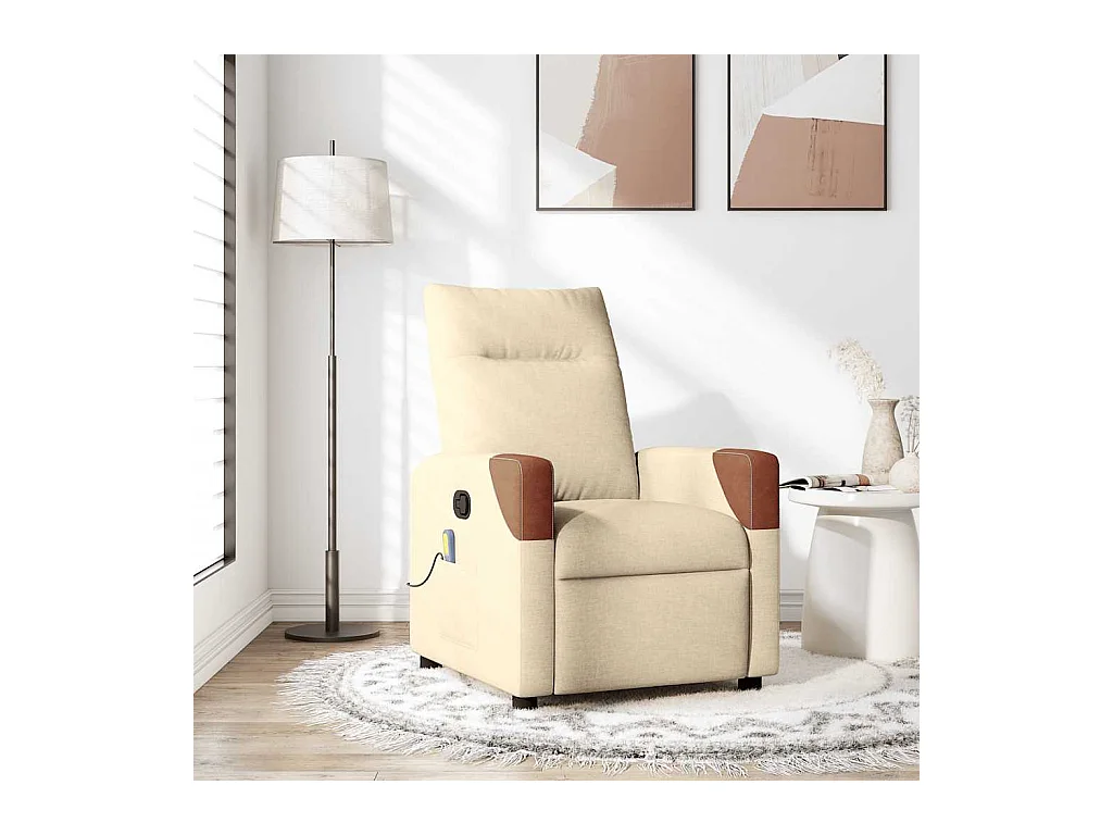Poltrona de massagens reclinável tecido cor creme SHL477689