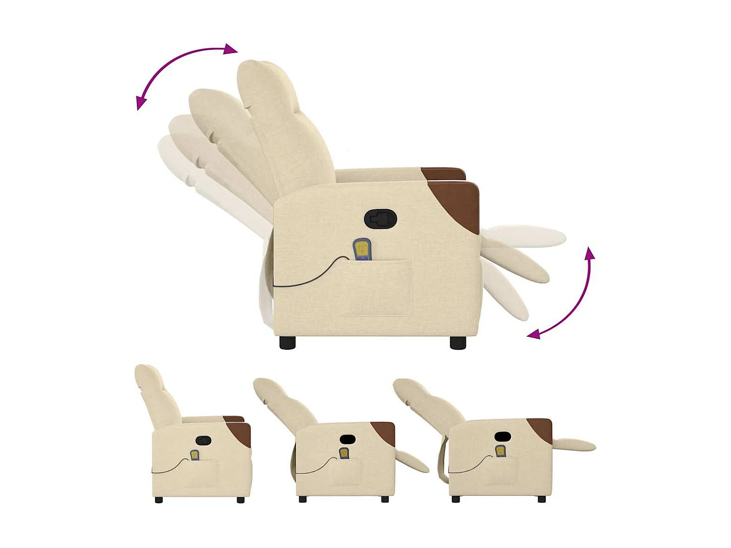 Poltrona de massagens reclinável tecido cor creme SHL477689