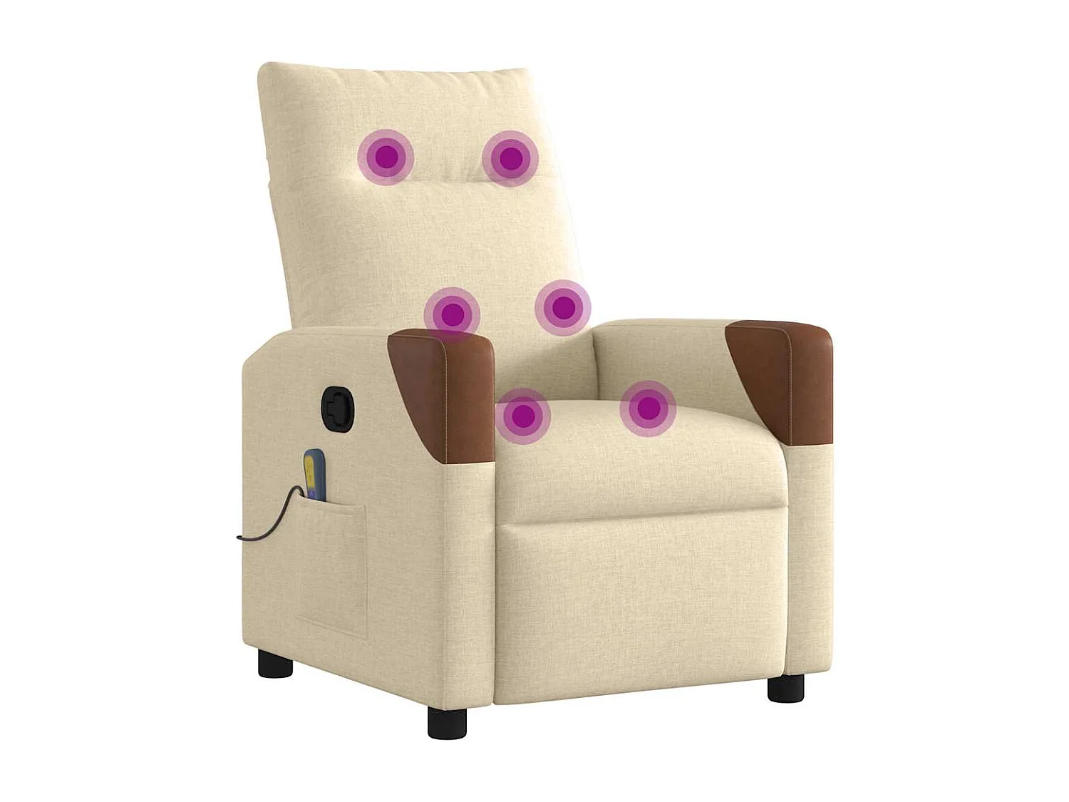 Poltrona de massagens reclinável tecido cor creme SHL477689