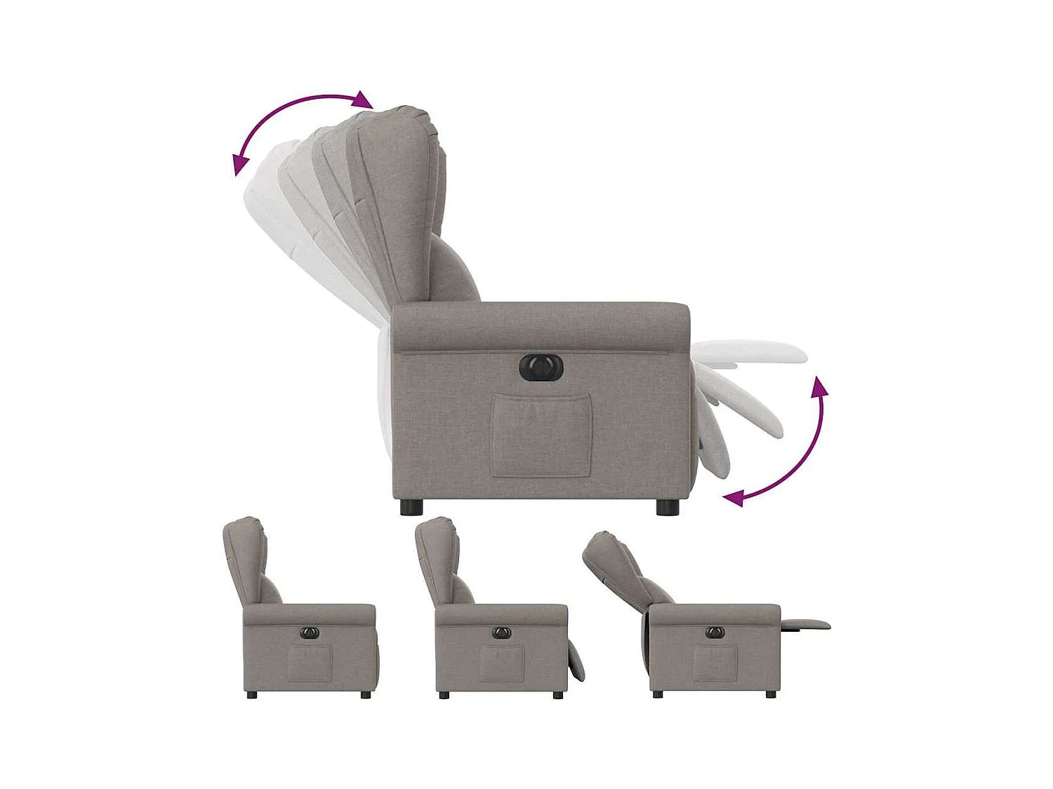 Sillón de relax | Silla | Sillón reclinable eléctrico tela gris taupé SHL6962
