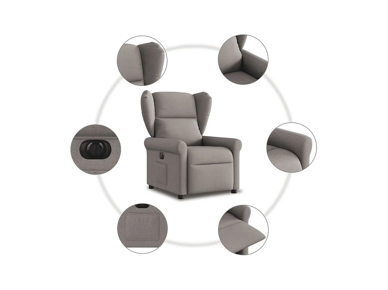 Sillón de relax | Silla | Sillón reclinable eléctrico tela gris taupé SHL6962