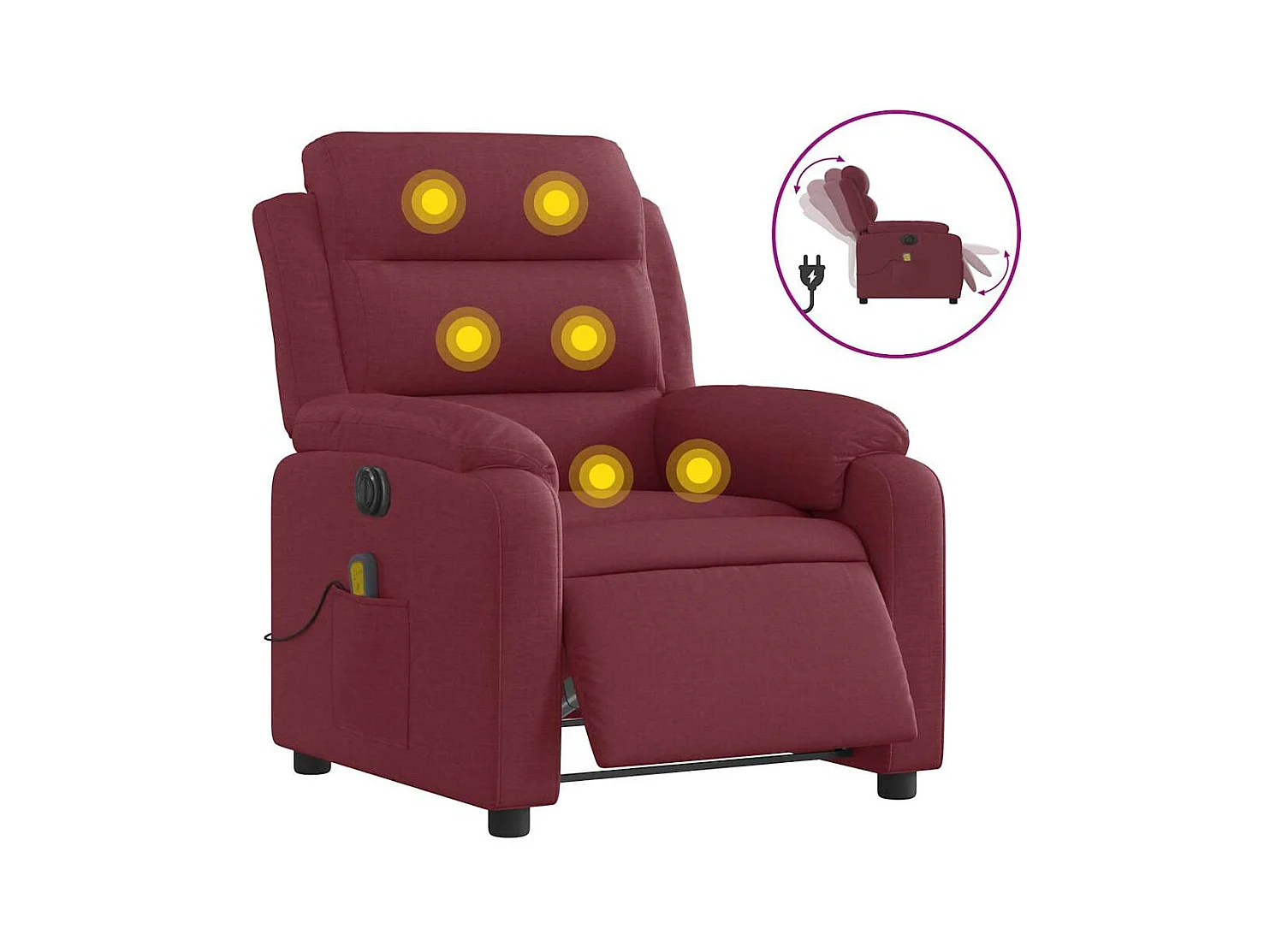 Poltrona reclinável de massagens elétrica tecido vermelho tinto SHL617525