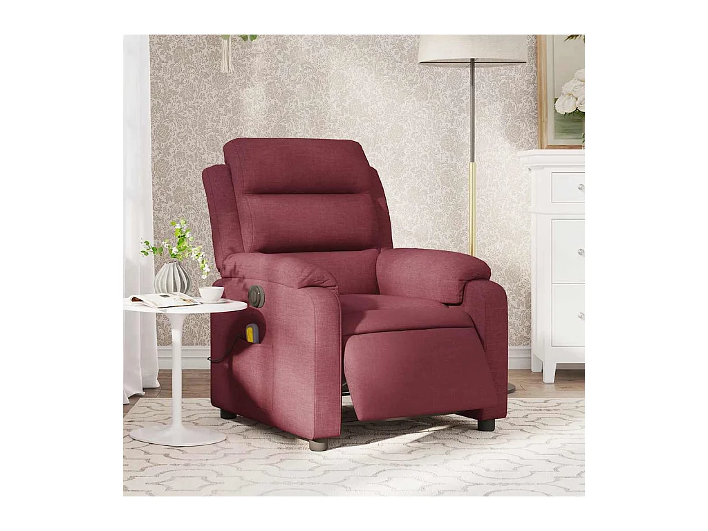 Poltrona reclinável de massagens elétrica tecido vermelho tinto SHL617525