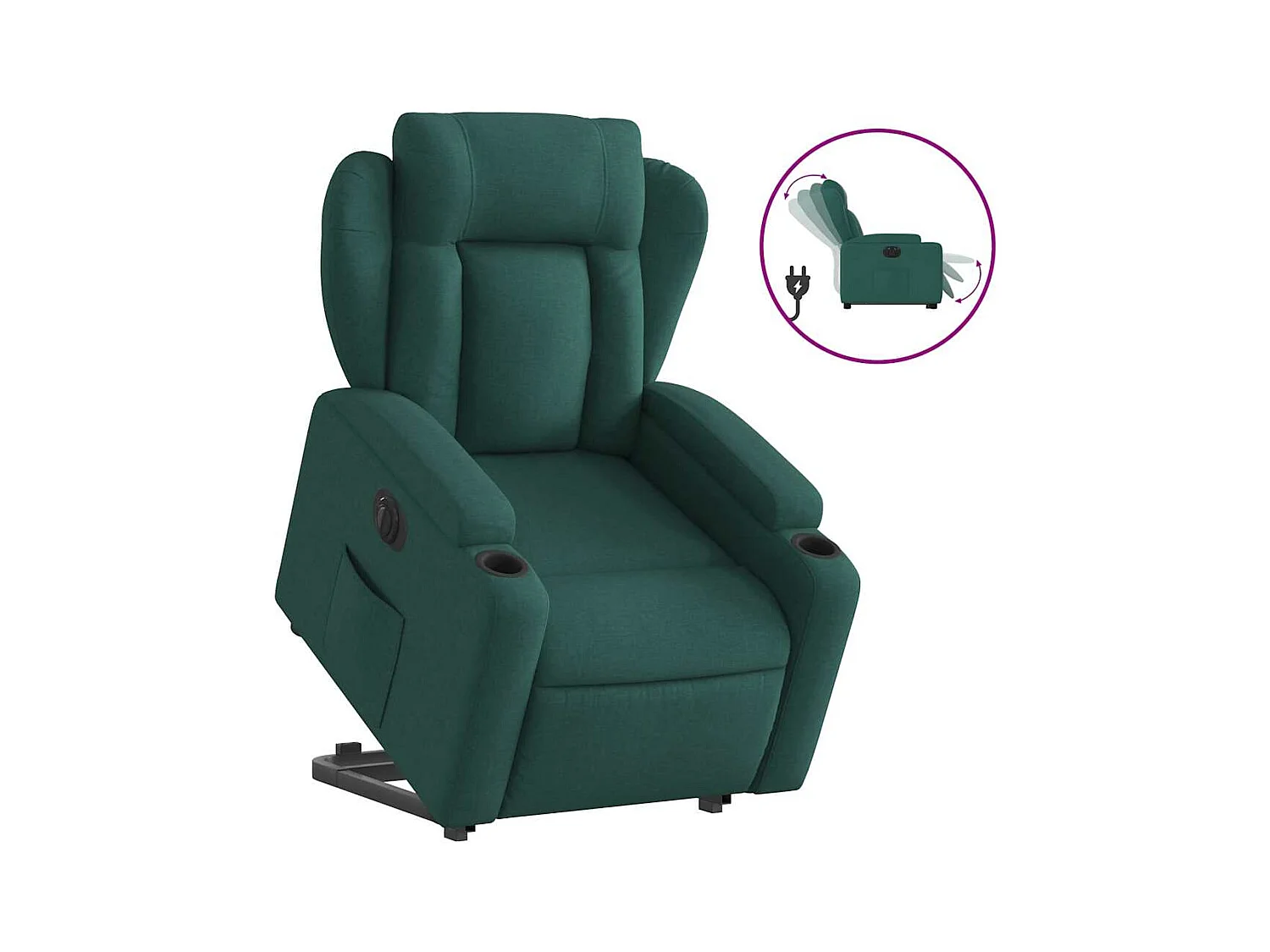 Fauteuil inclinable électrique-Chaise de relax-Fauteuil salon vert foncé tissu SHL4413