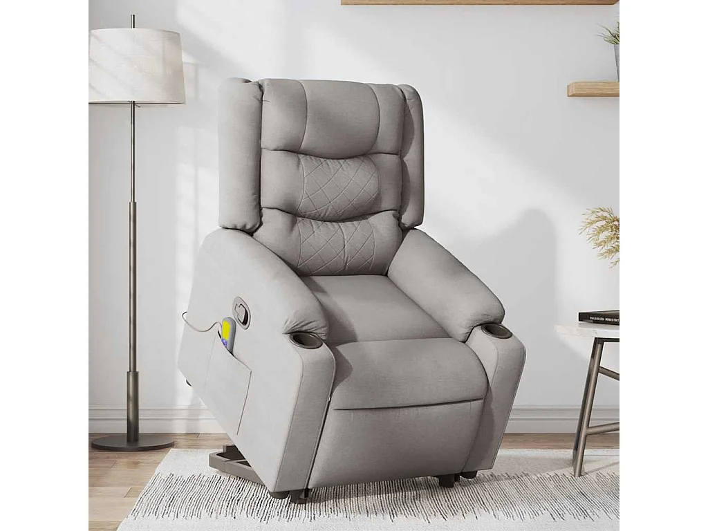 Fauteuil Salon-Chaise de relax-Fauteuil de massage inclinable gris nuage tissu SHL4741