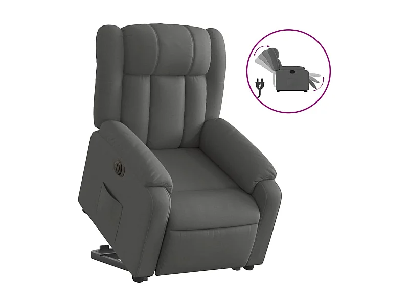 Silla de relax | Sillón eléctrico reclinable elevable de tela gris oscuro SHL8272