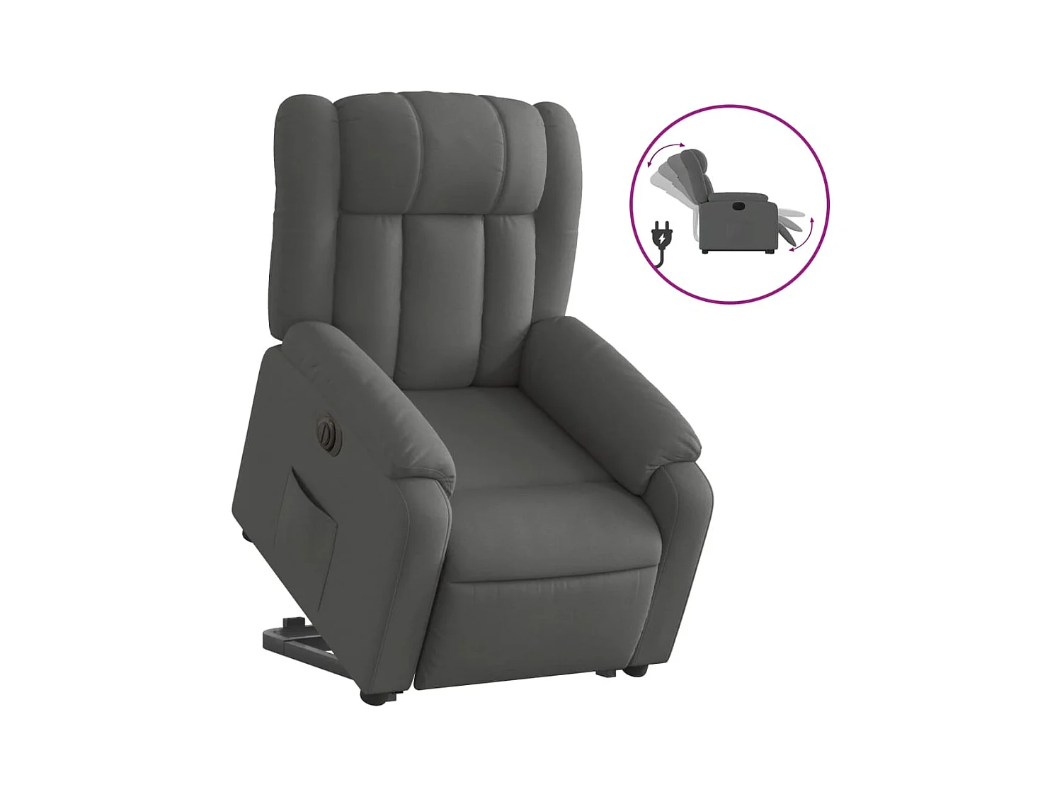 Silla de relax | Sillón eléctrico reclinable elevable de tela gris oscuro SHL8272