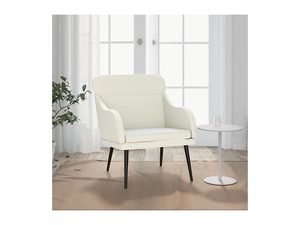 Sillón de salón | Silla de relax | Sillón de terciopelo color crema 63x76x80 cm SHL9472