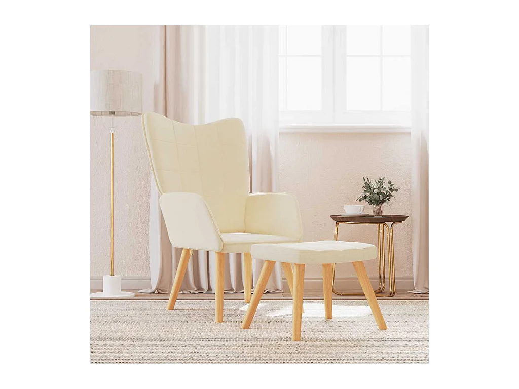 Sillón de relax | Silla de relax con reposapiés de tela color crema SHL3162