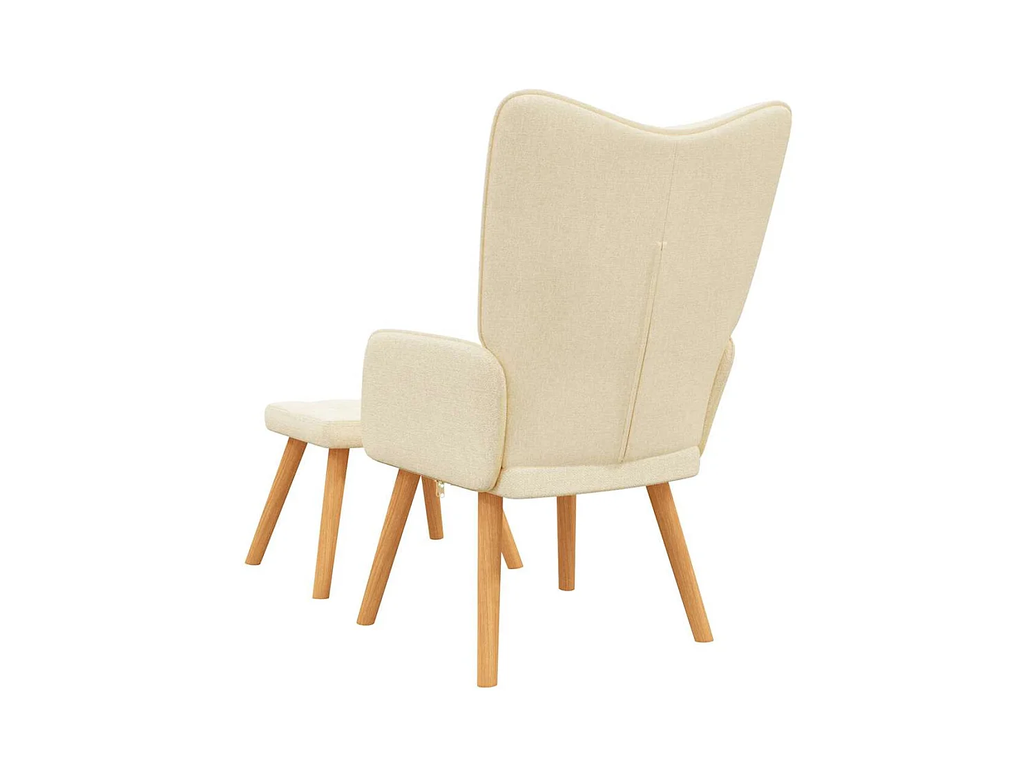 Chaise de relaxation moderne avec tabouret-Fauteuil de Salon Crème Tissu SHL5393