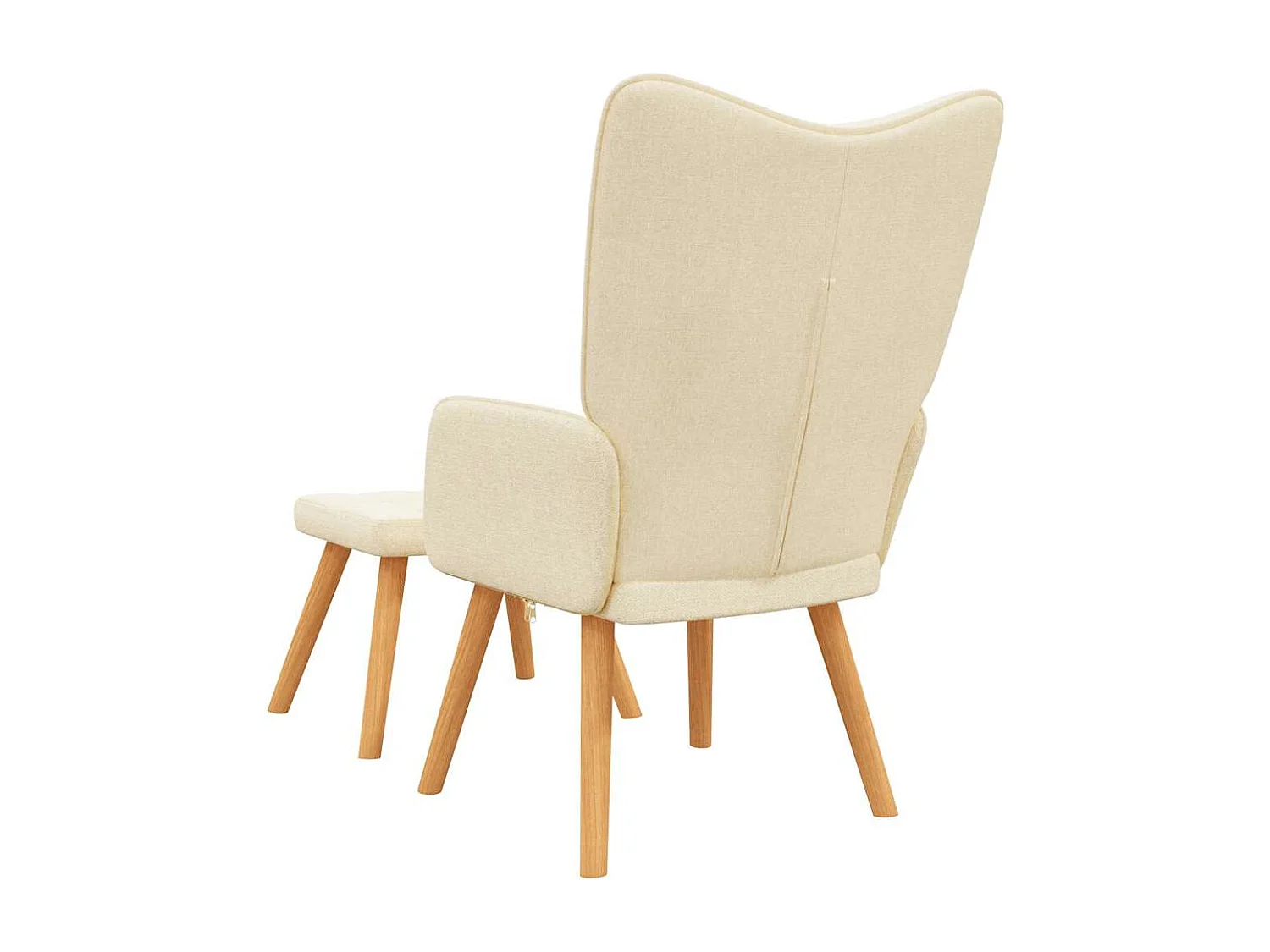 Chaise de relaxation moderne avec tabouret-Fauteuil de Salon Crème Tissu SHL5393