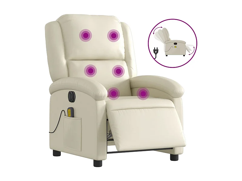 Sillón de salón | Silla | Sillón de masaje reclinable eléctrico cuero sintético crema SHL5038