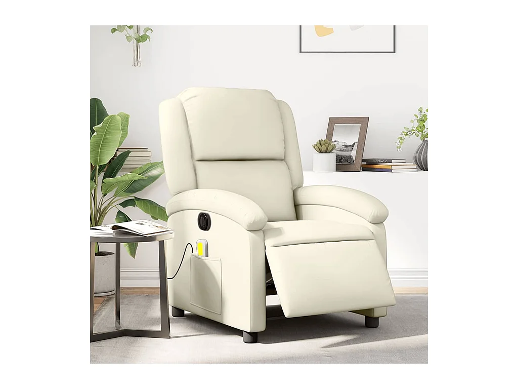 Sillón de salón | Silla | Sillón de masaje reclinable eléctrico cuero sintético crema SHL5038