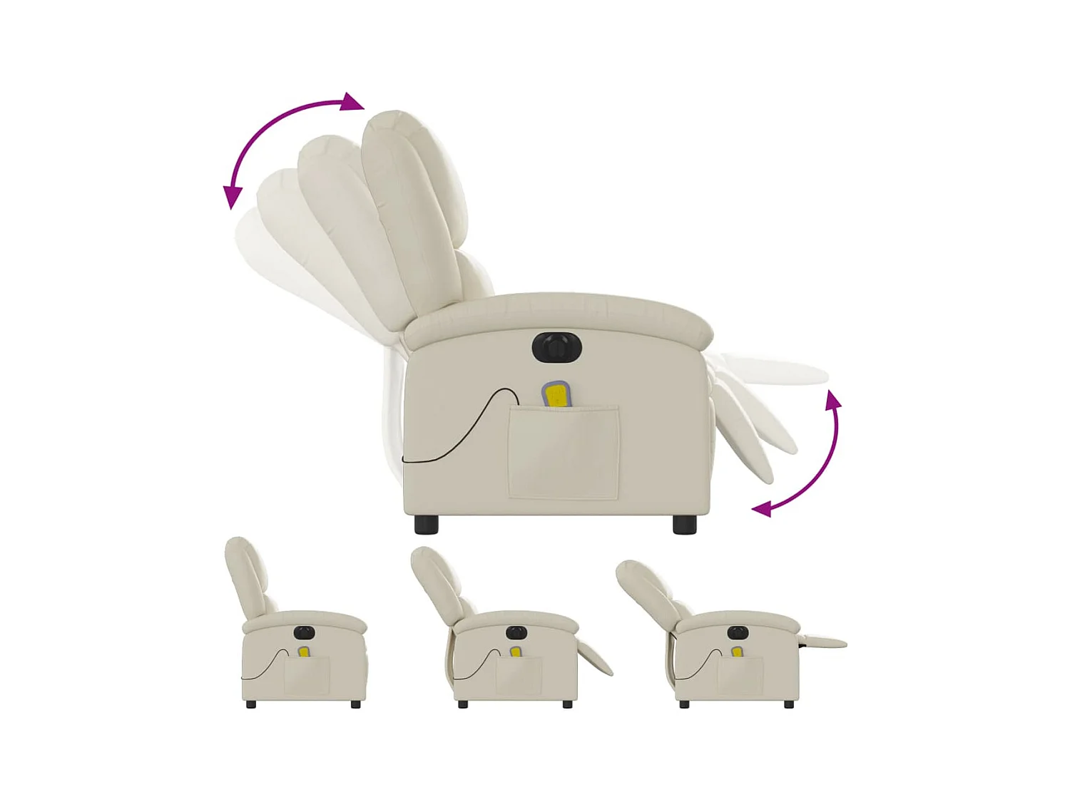 Sillón de salón | Silla | Sillón de masaje reclinable eléctrico cuero sintético crema SHL5038