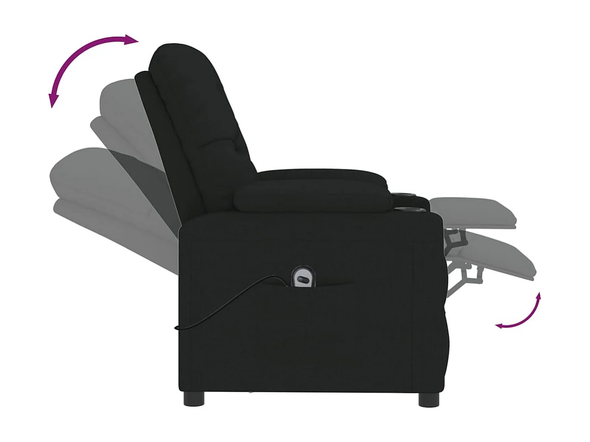Relaxsessel Elektrisch | Lounge Sessel indoor Schwarz Stoff SHL2464