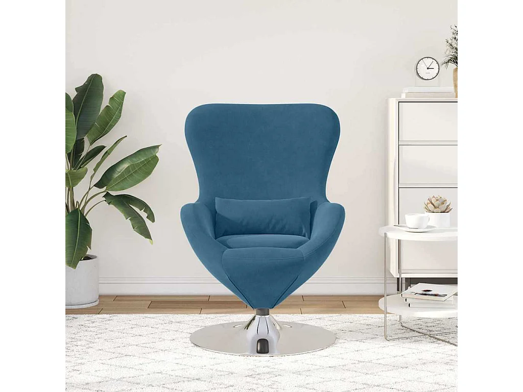 Chaise de Salon-Fauteuil œuf Bleu 63x73x90 cm Velours SHL4341