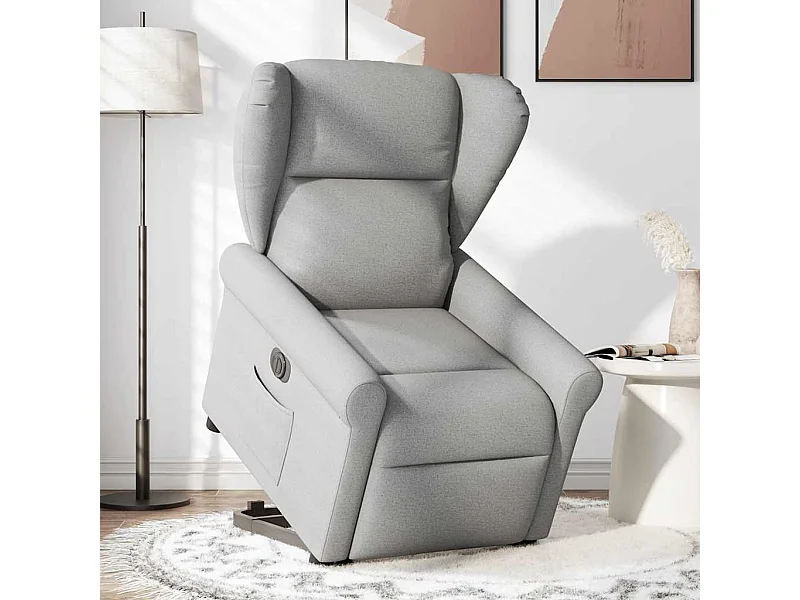 Silla de relax | Sillón eléctrico reclinable elevable de tela gris nube SHL9530