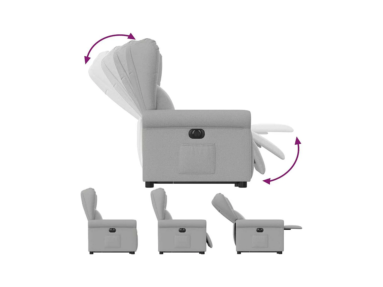 Silla de relax | Sillón eléctrico reclinable elevable de tela gris nube SHL9530