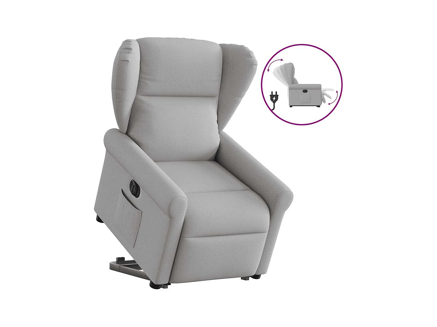 Silla de relax | Sillón eléctrico reclinable elevable de tela gris nube SHL9530