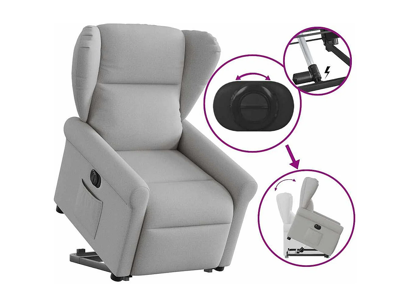 Fauteuil inclinable électrique-Chaise de relax-Fauteuil TV gris nuage tissu SHL3143