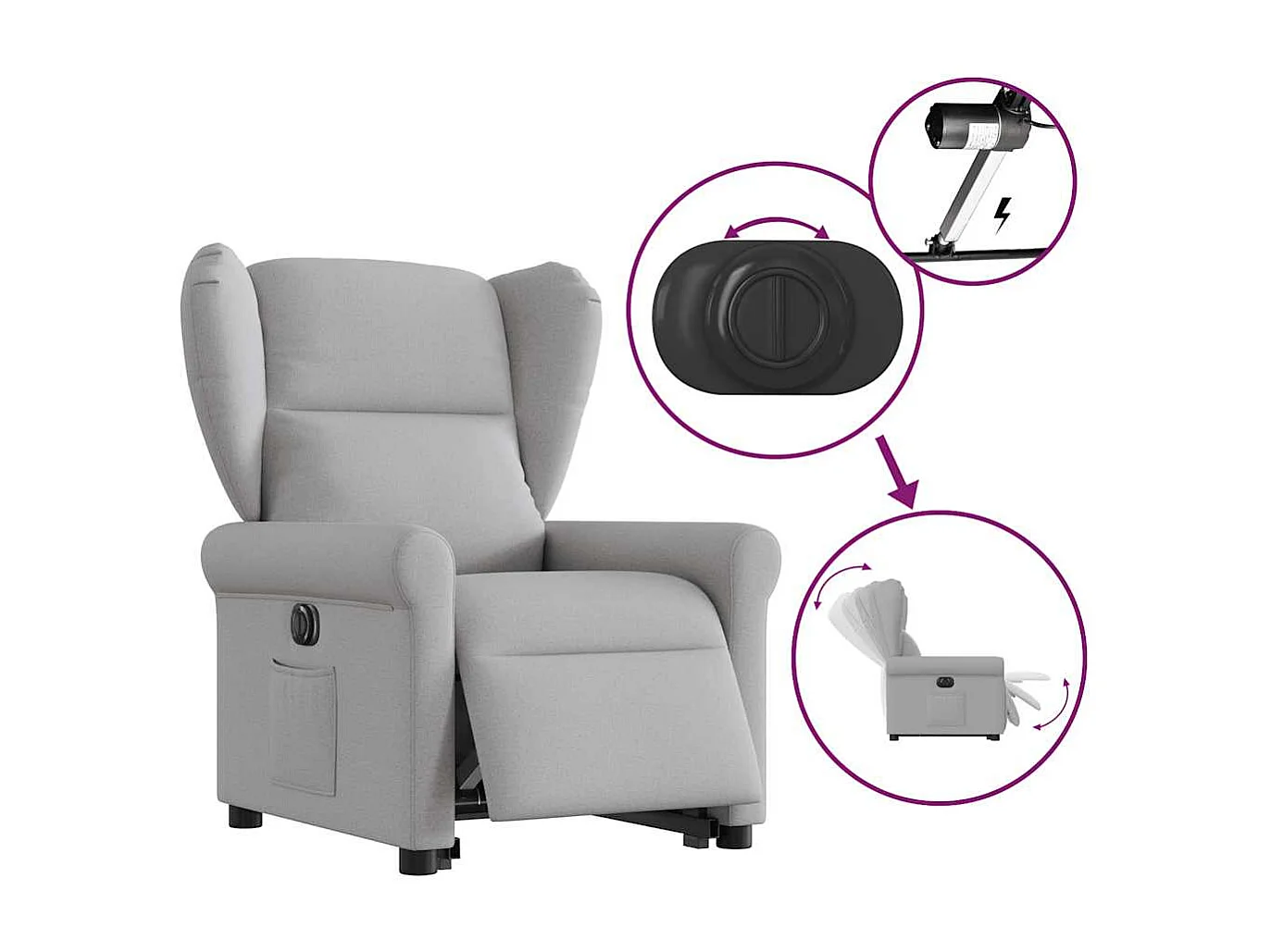 Fauteuil inclinable électrique-Chaise de relax-Fauteuil TV gris nuage tissu SHL3143