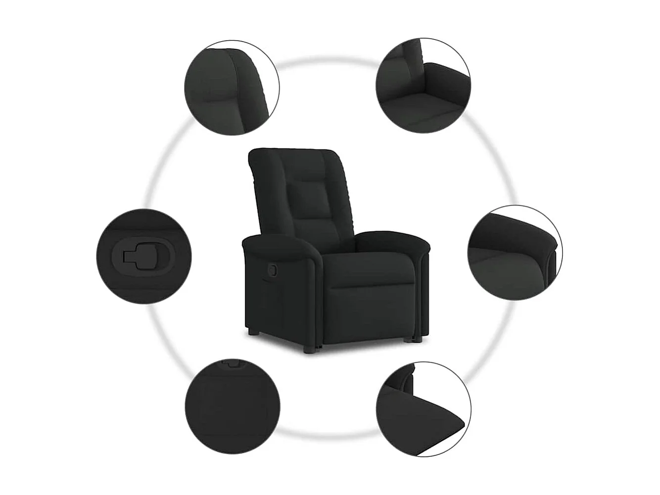 Fauteuil inclinable-Chaise de relax-Fauteuil TV noir tissu SHL3791