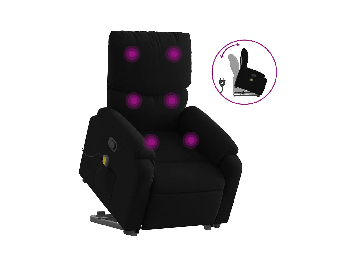 Fauteuil inclinable-Chaise de relax-Fauteuil de Massage Noir Tissu SHL1009