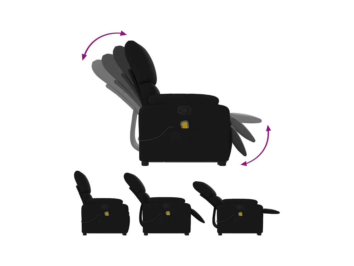 Sillón de relax | Sillón reclinable de masaje elevable tela negro SHL7160