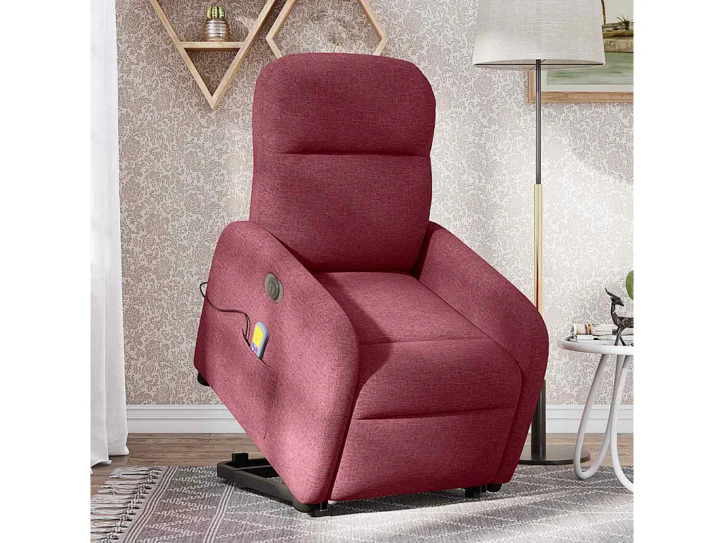 Fauteuil inclinable électrique-Chaise de relax-Fauteuil de Massage Rouge bordeaux Tissu SHL2698