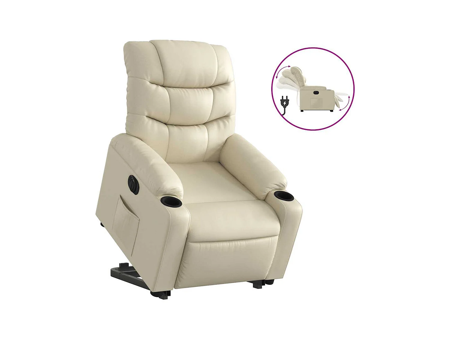Sillón de relax | Sillón reclinable elevable eléctrico de cuero sintético crema SHL6238