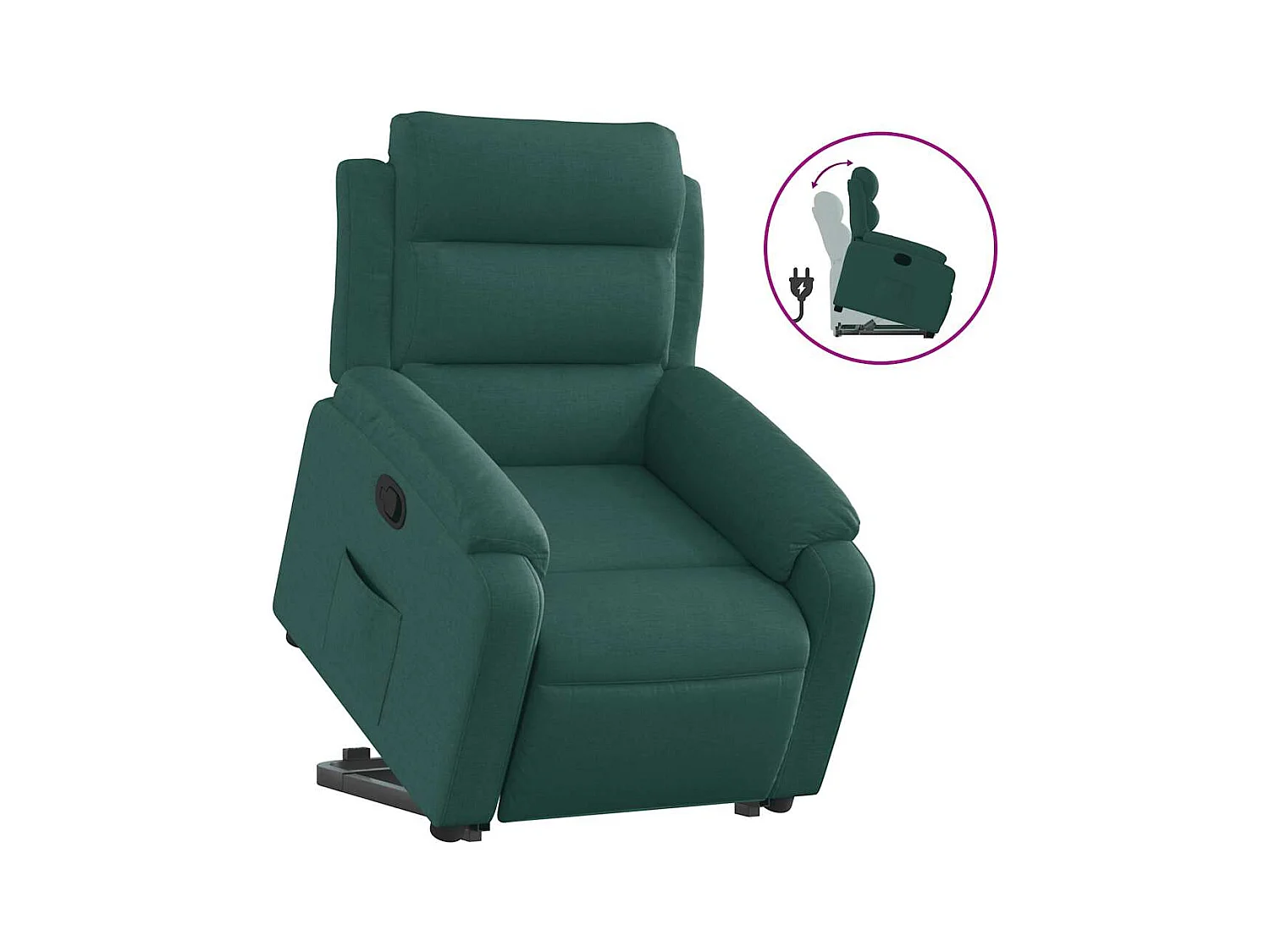 Fauteuil inclinable-Chaise de relax-Fauteuil salon vert foncé tissu SHL4304