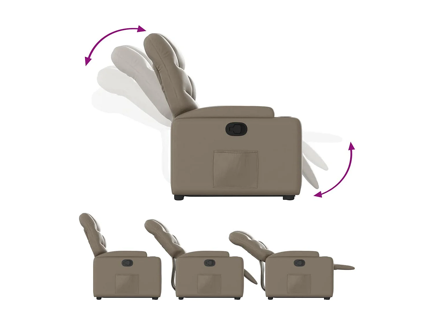 Relaxsessel | Lounge Sessel für Wohnzimmer mit Aufstehhilfe Cappuccino-Braun Kunstleder SHL6593