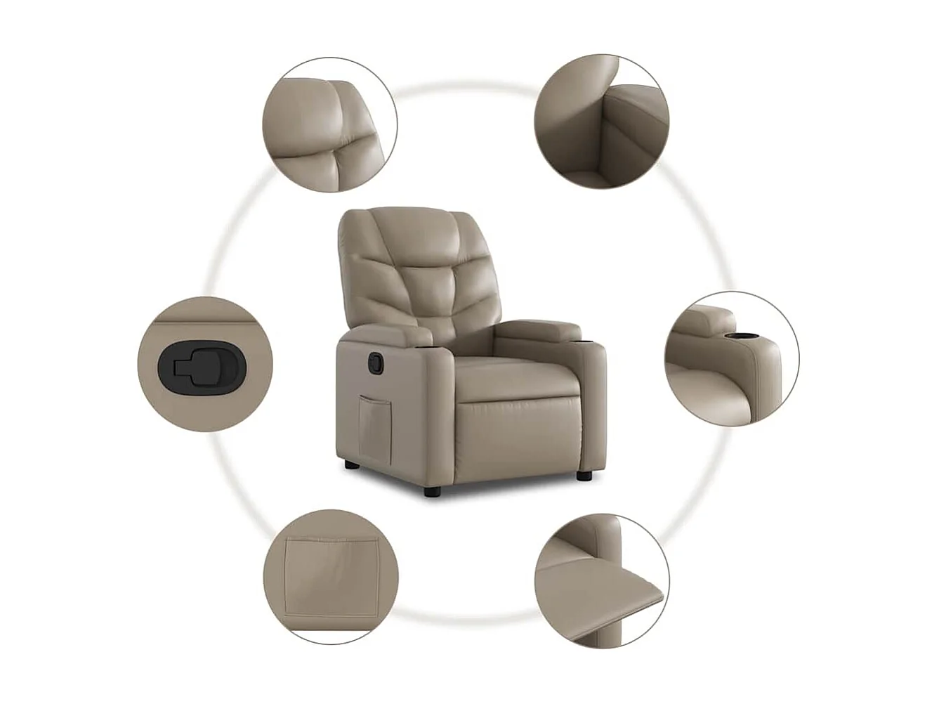 Relaxsessel | Lounge Sessel für Wohnzimmer mit Aufstehhilfe Cappuccino-Braun Kunstleder SHL6593