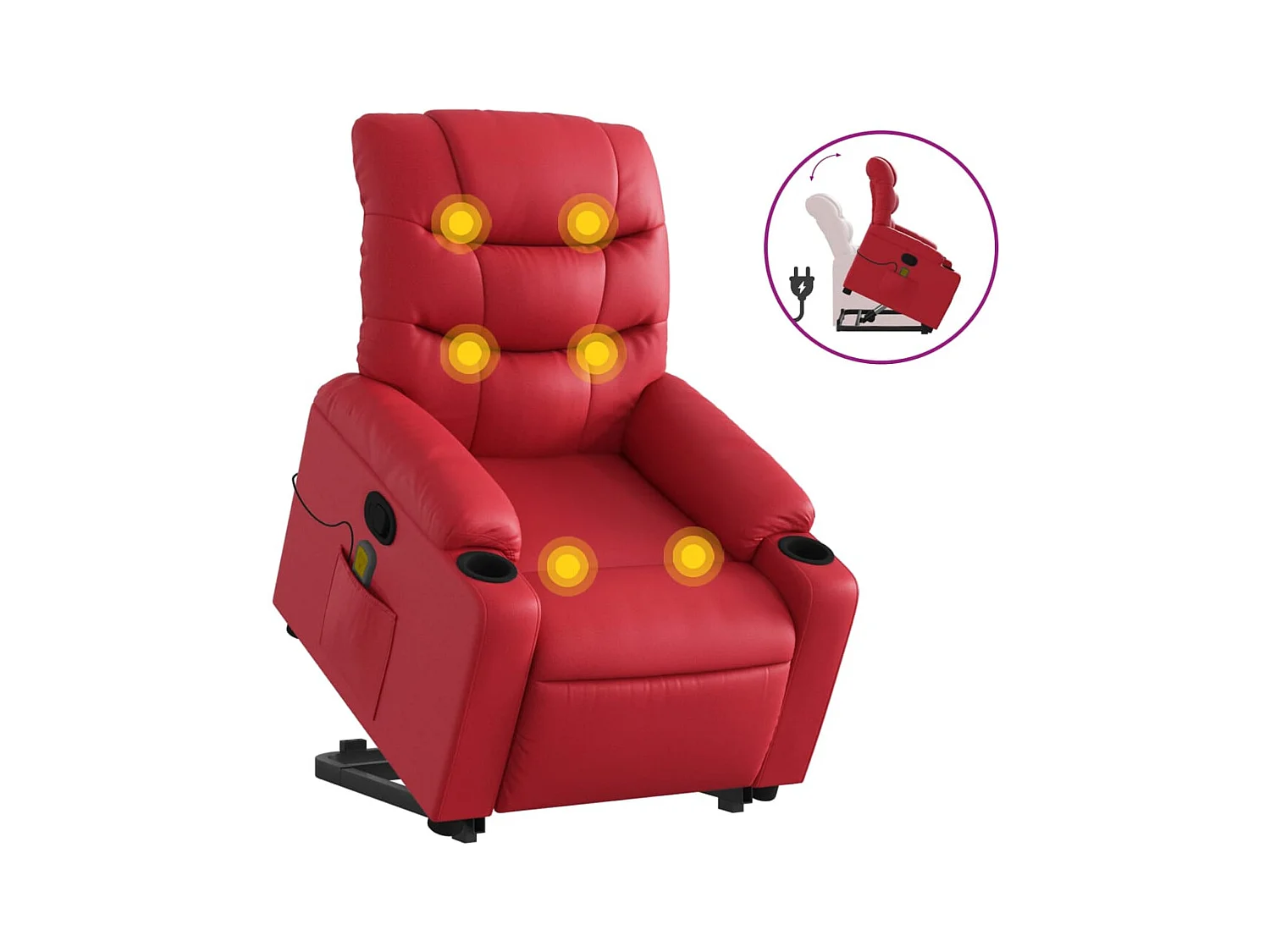 Fauteuil inclinable-Chaise de relax-Fauteuil de Massage Rouge Similicuir SHL5005