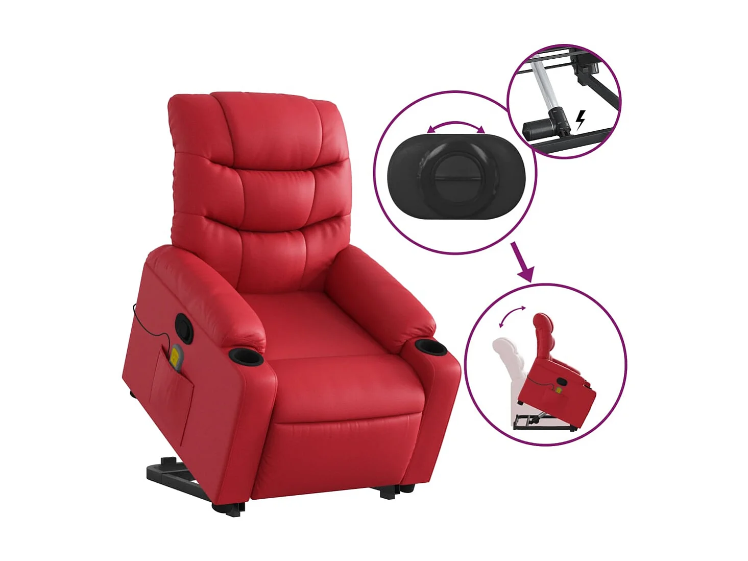 Fauteuil inclinable-Chaise de relax-Fauteuil de Massage Rouge Similicuir SHL5005
