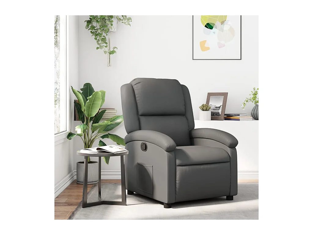 Fauteuil inclinable-Chaise de relax-Fauteuil salon gris similicuir SHL5311