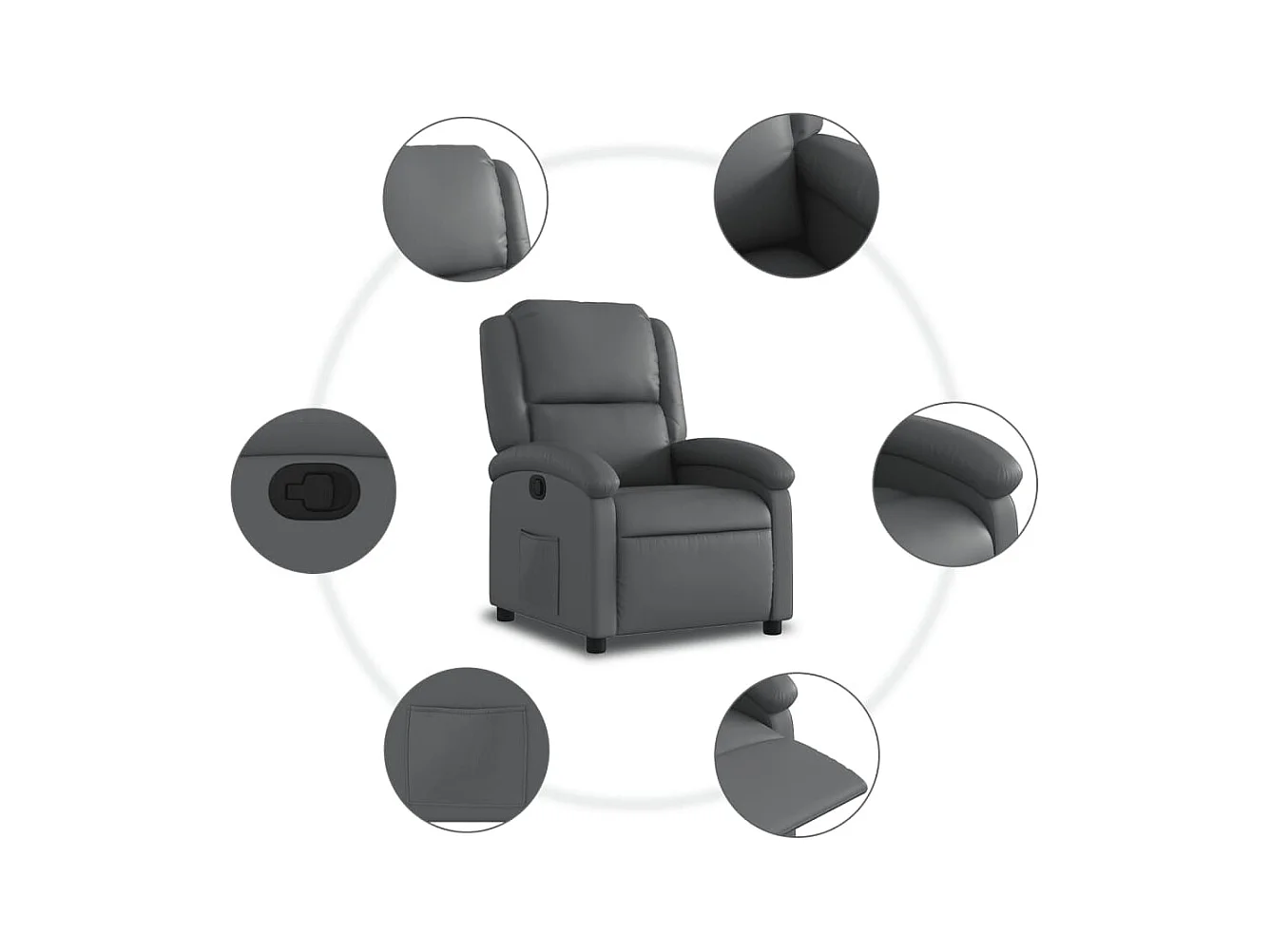 Fauteuil inclinable-Chaise de relax-Fauteuil salon gris similicuir SHL5311