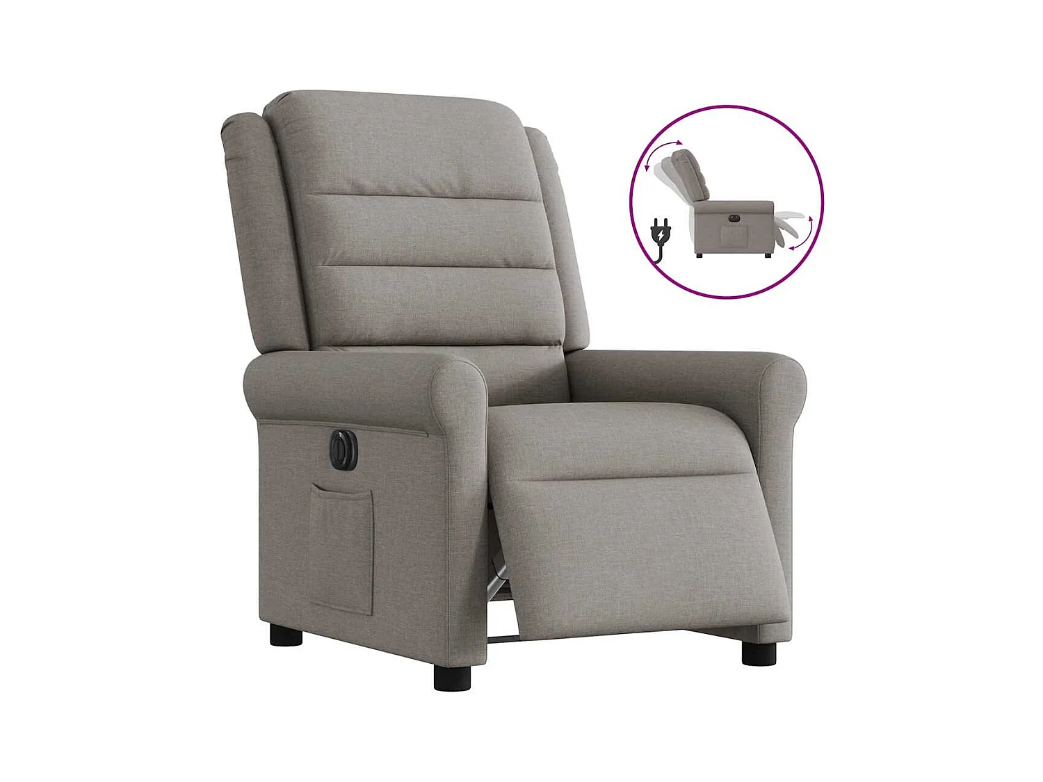 Sillón de relax | Silla | Sillón reclinable eléctrico tela gris taupé SHL2449