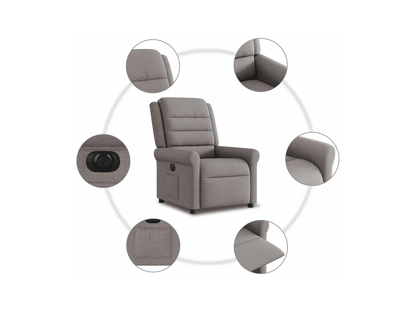 Sillón de relax | Silla | Sillón reclinable eléctrico tela gris taupé SHL2449